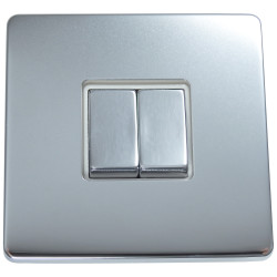 2 Gang 2 Way 10 Amp Light Switch Polished Chrome Screwless
