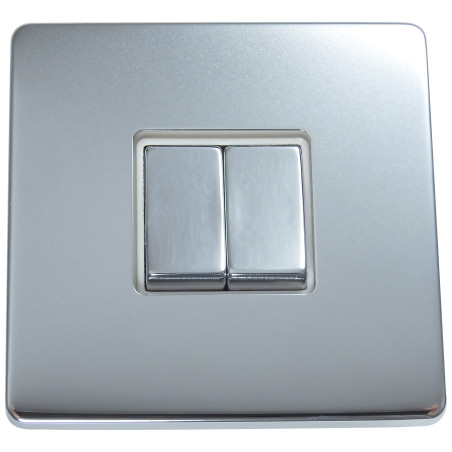 2 Gang 2 Way 10 Amp Light Switch Polished Chrome Screwless