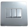 3 Gang 2 Way 10 Amp Light Switch Polished Chrome Screwless