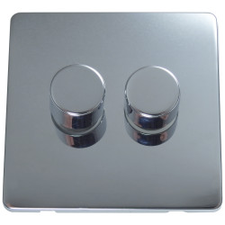 2 Gang 2 Way 400 Watt Screwless Dimmer Switch Polished Chrome