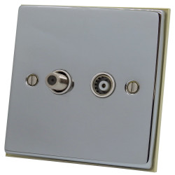 Isolated Satellite Coaxial Socket Polished Chrome