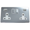 USB 2 Gang 13 Amp DP Plug Socket Polished Chrome Screwless