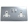 2 Gang 13 Amp DP Plug Socket Polished Chrome Screwless