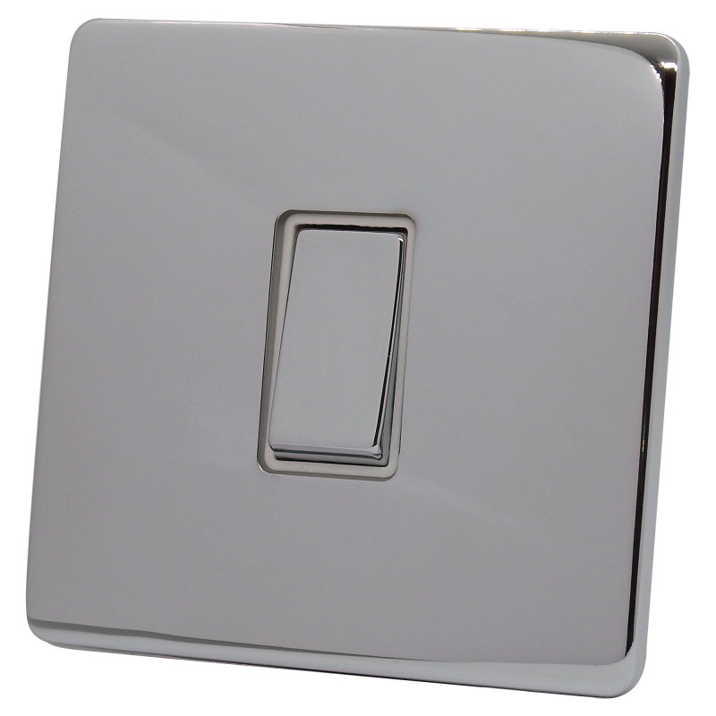 1 Gang 2 Way 10 Amp Light Switch Polished Chrome Screwless