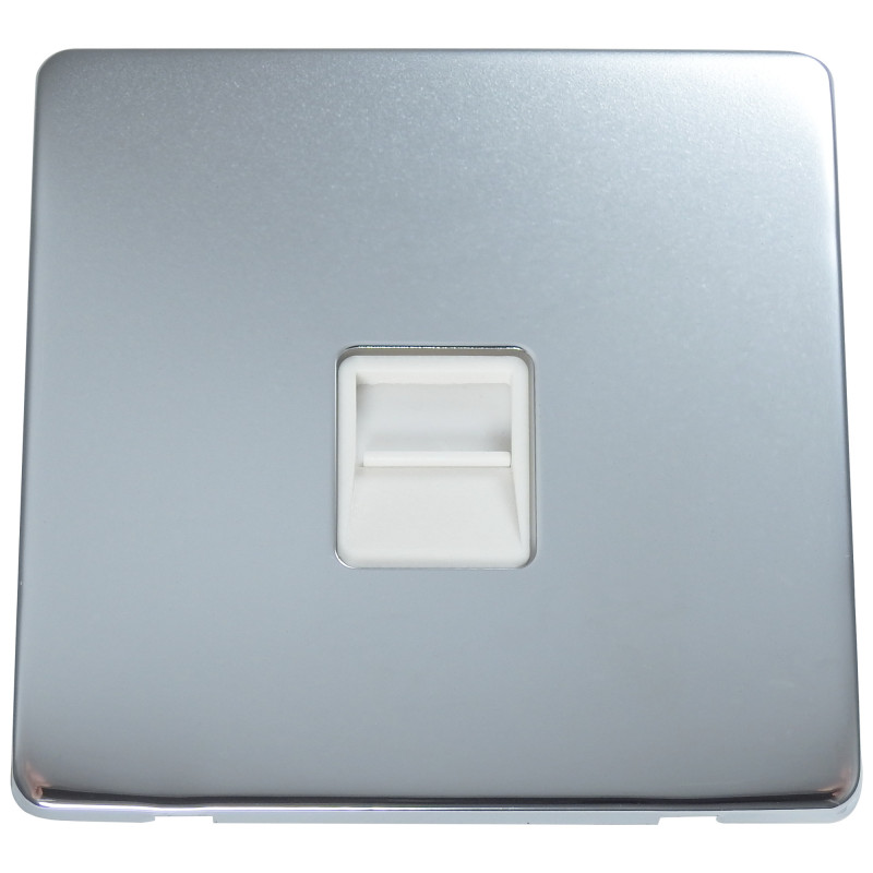 1 Gang Telephone Master Socket Polished Chrome Screwless