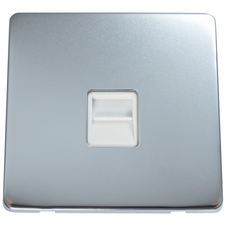 1 Gang Telephone Master Socket Polished Chrome Screwless