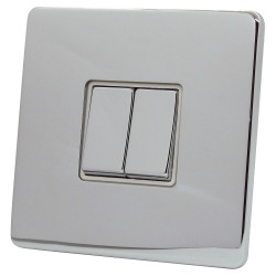 2 Gang 2 Way 10 Amp Light Switch Polished Chrome Screwless