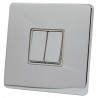 2 Gang 2 Way 10 Amp Light Switch Polished Chrome Screwless