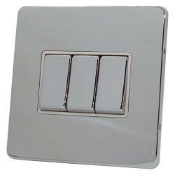 3 Gang 2 Way 10 Amp Light Switch Polished Chrome Screwless