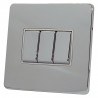 3 Gang 2 Way 10 Amp Light Switch Polished Chrome Screwless