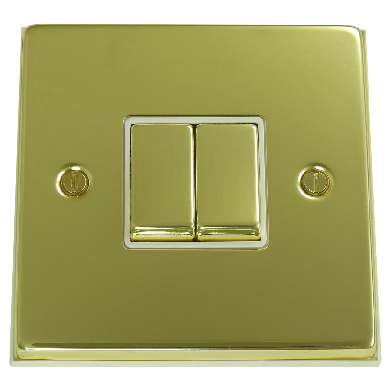 2 Gang 2 Way 10 Amp Light Switch Polished Brass