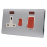 45A Cooker Switch 13A Switched Socket Polished Chrome Screwless