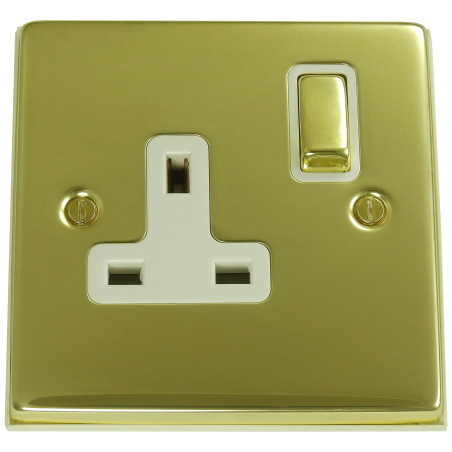1 Gang 13 Amp DP Plug Socket Polished Brass