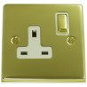 1 Gang 13 Amp DP Plug Socket Polished Brass
