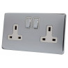 2 Gang 13 Amp DP Plug Socket Polished Chrome Screwless