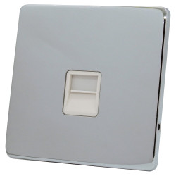 1 Gang Telephone Master Socket Polished Chrome Screwless