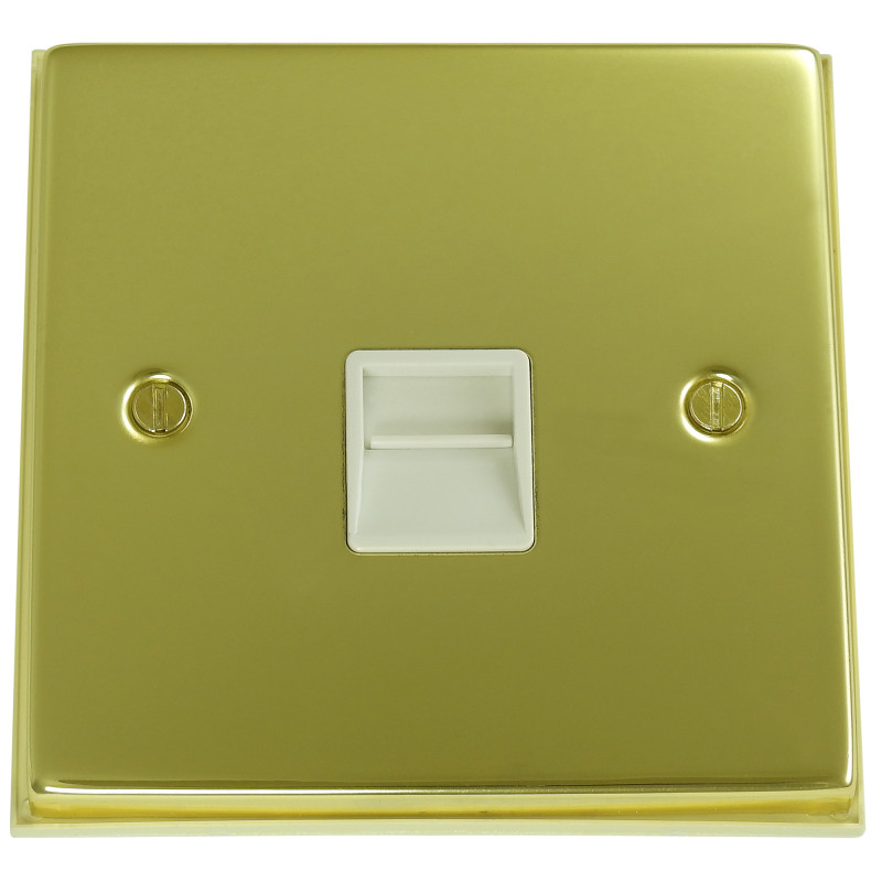 1 Gang Telephone Master Socket Polished Brass