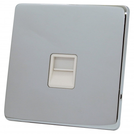 1 Gang Telephone Master Socket Polished Chrome Screwless