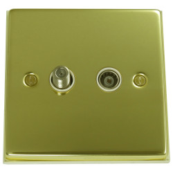 Isolated Satellite Coaxial Socket Polished Brass