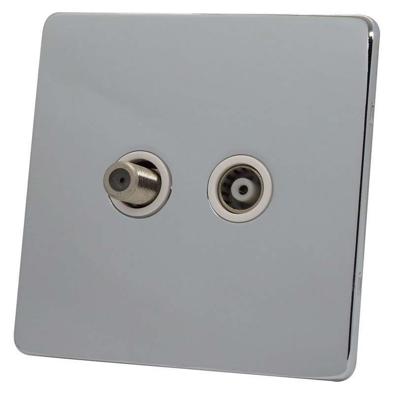 Isolated Satellite Coaxial Socket Screwless Polished Chrome