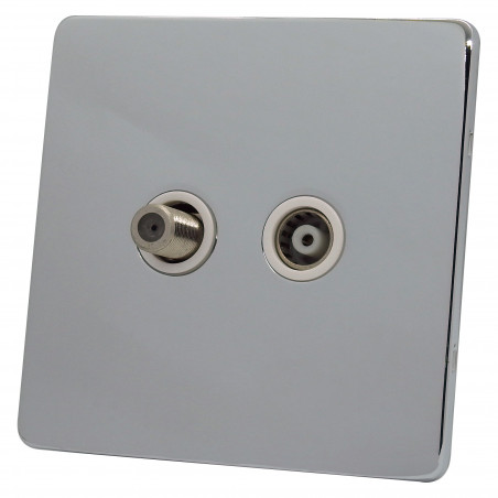 Isolated Satellite Coaxial Socket Screwless Polished Chrome