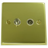 Isolated Satellite Coaxial Socket Polished Brass