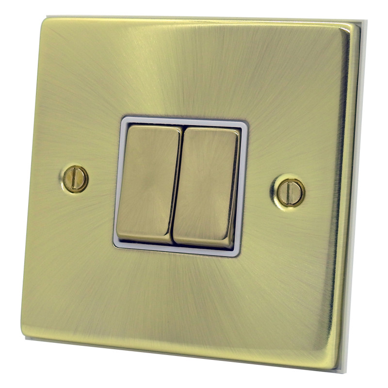 2 Gang 2 Way 10 Amp Light Switch Satin Brass