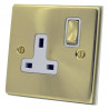 1 Gang 13 Amp DP Plug Socket Satin Brass