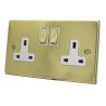2 Gang 13 Amp DP Plug Socket Satin Brass
