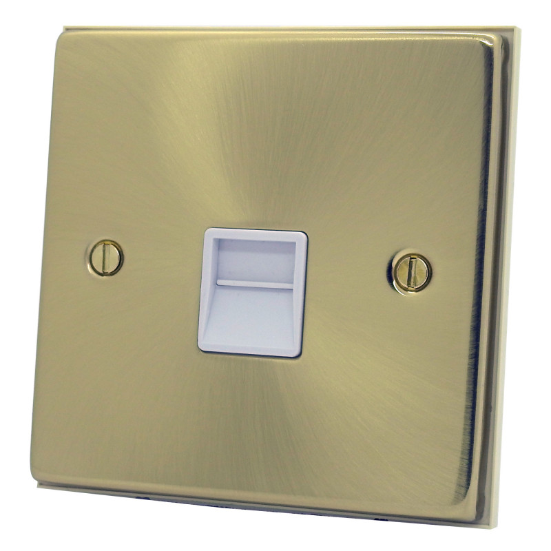 1 Gang Telephone Master Socket Satin Brass