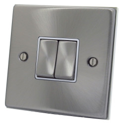 2 Gang 2 Way 10 Amp Light Switch Satin Chrome