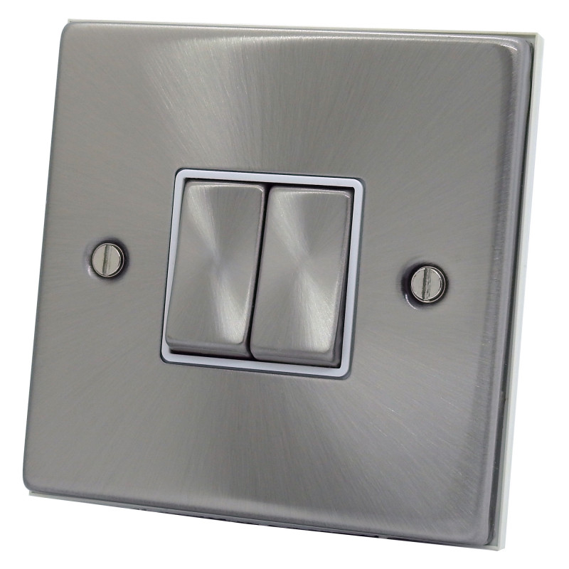 2 Gang 2 Way 10 Amp Light Switch Satin Chrome