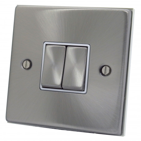 2 Gang 2 Way 10 Amp Light Switch Satin Chrome