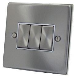 3 Gang 2 Way 10 Amp Light Switch Satin Chrome
