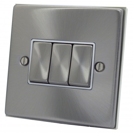 3 Gang 2 Way 10 Amp Light Switch Satin Chrome