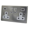 USB 2 Gang 13 Amp DP Plug Socket Satin Chrome