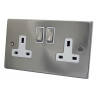2 Gang 13 Amp DP Plug Socket Satin Chrome