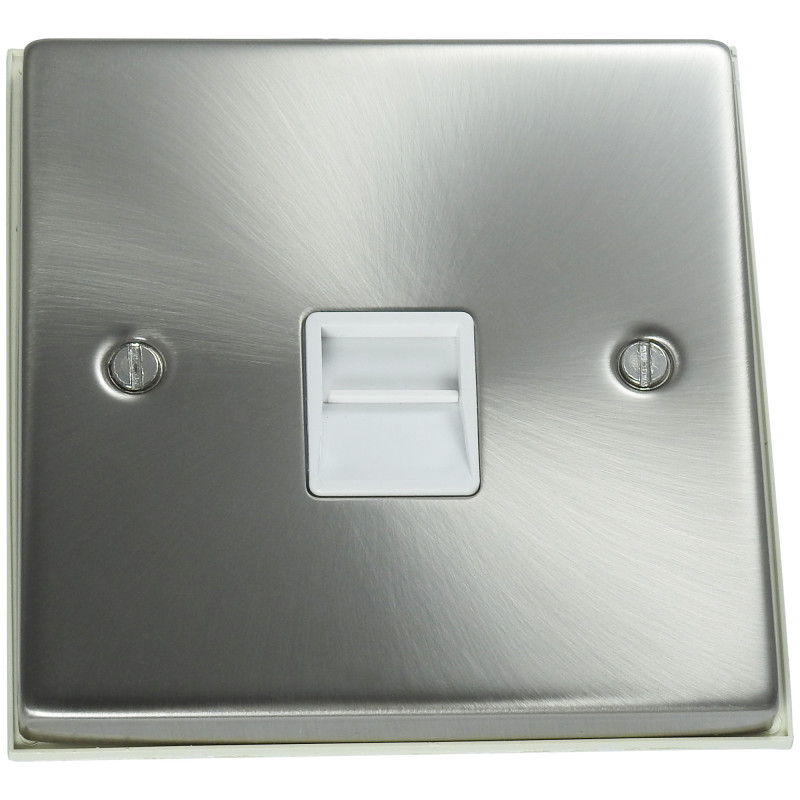1 Gang Telephone Socket Secondary Slave Satin Chrome