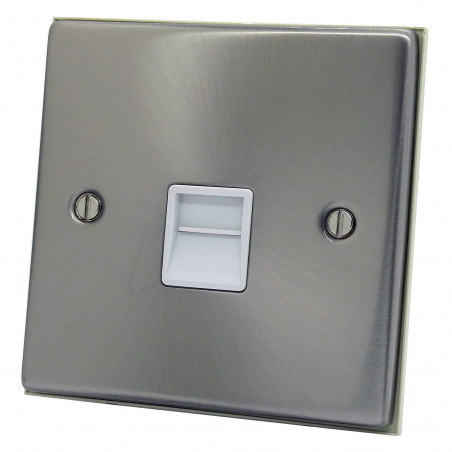 1 Gang Telephone Socket Secondary Slave Satin Chrome