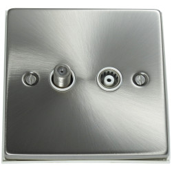 Isolated Satellite Coaxial Socket Satin Chrome