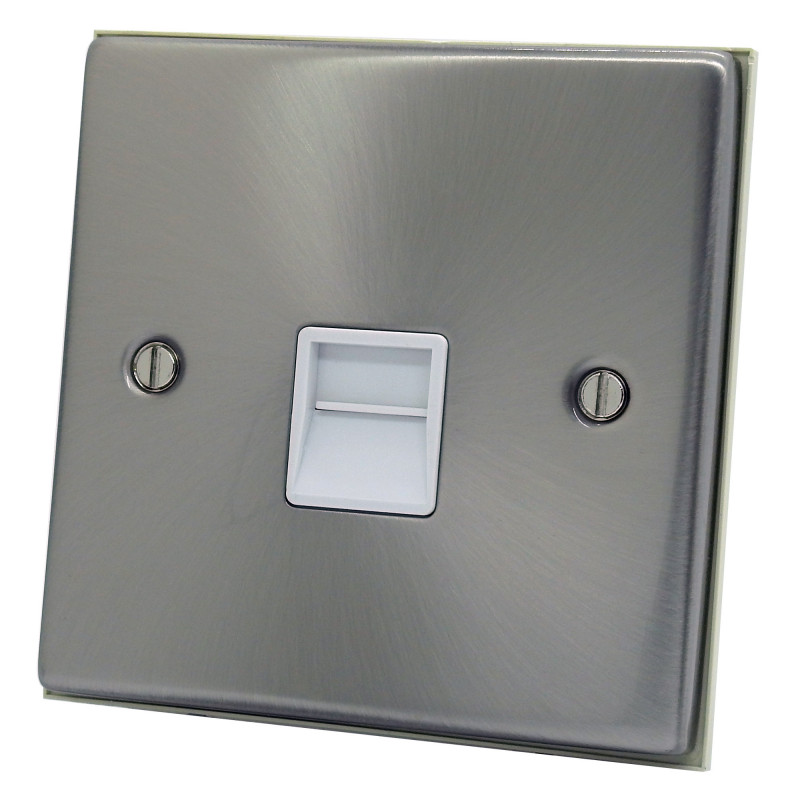 1 Gang Telephone Master Socket Satin Chrome