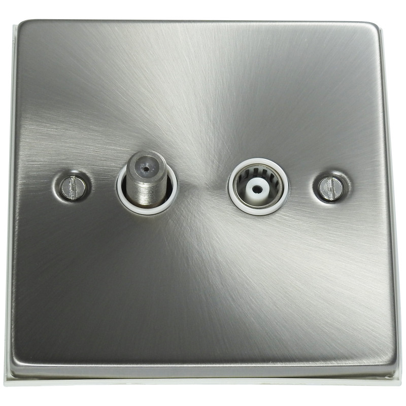 Isolated Satellite Coaxial Socket Satin Chrome