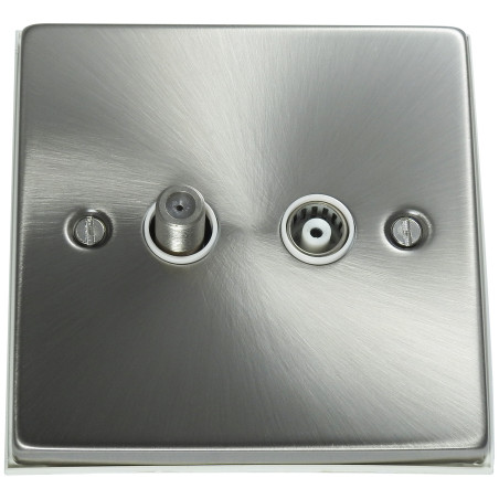 Isolated Satellite Coaxial Socket Satin Chrome