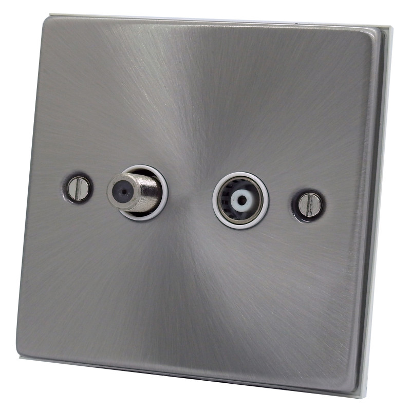 Isolated Satellite Coaxial Socket Satin Chrome