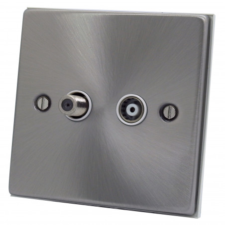 Isolated Satellite Coaxial Socket Satin Chrome
