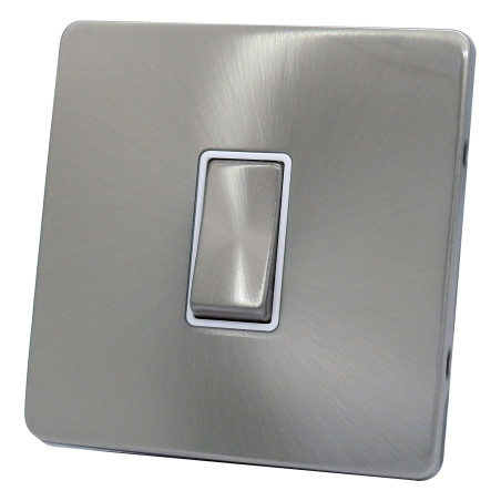1 Gang 2 Way 10 Amp Light Switch Satin Chrome Screwless