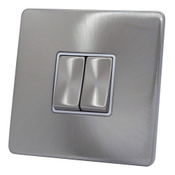 2 Gang 2 Way 10 Amp Light Switch Satin Chrome Screwless