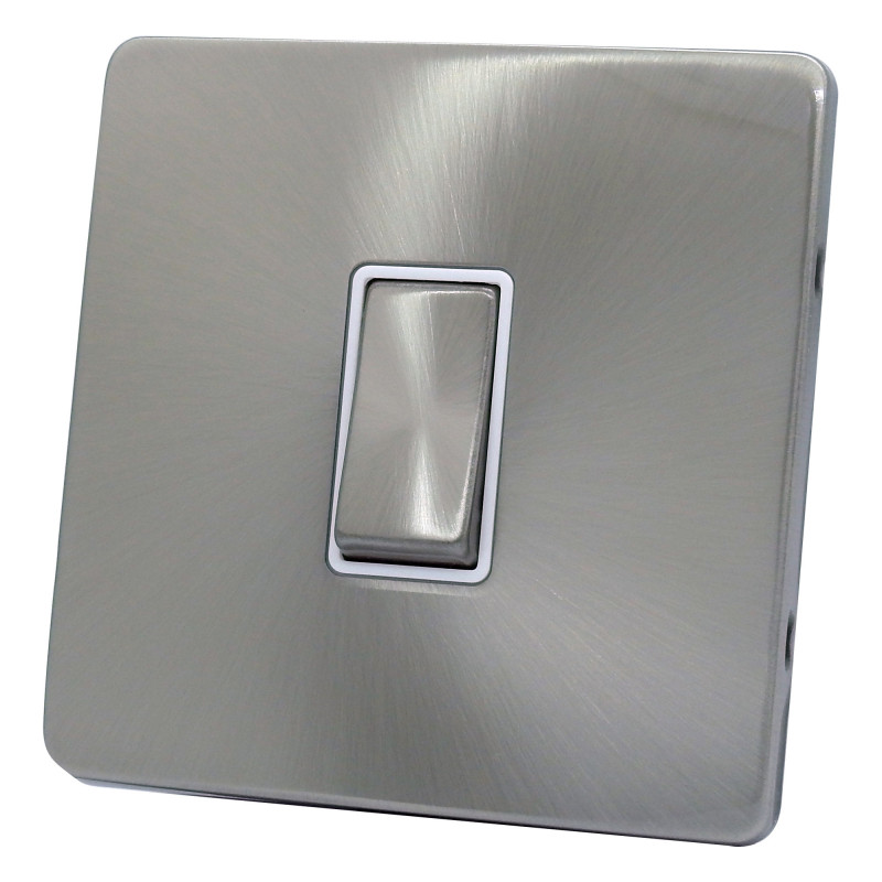1 Gang 2 Way 10 Amp Light Switch Satin Chrome Screwless