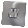 2 Gang 2 Way 10 Amp Light Switch Satin Chrome Screwless